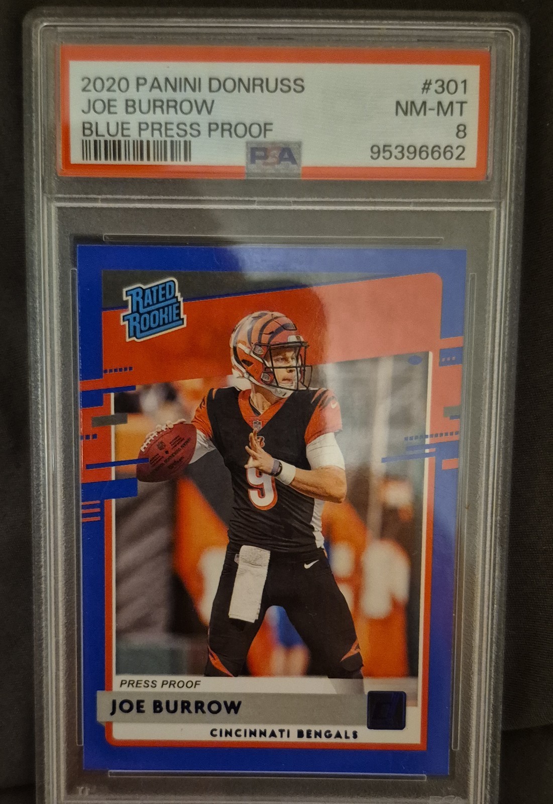 2020 Panini Donruss - Rated Rookie Joe Burrow #301 Press Proof Blue (RC)