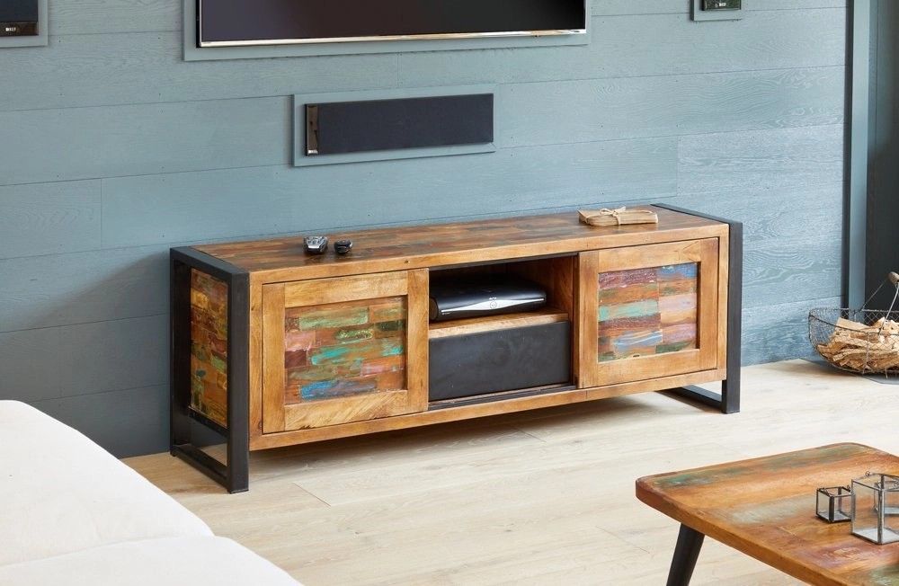 Baumhaus Urban Chic Solid Wood Television Stand TV Sideboard Boho Retro RRP £575
