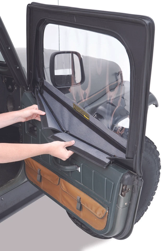 Cubiertas de puerta de tela Bestop 53120-15 de mezclilla negra para Jeep Wrangler 1988-1995 Foto 2 de 4