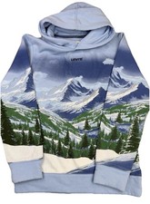 Levi's Fleece Hoodie Sweatshirt Boys Size XL 14/16 Blue Mountain Landscape