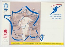 FIAMMA OLIMPICA -CARTOLINA OLIMPIADI ALBERTVILLE 1992 - STAFFETTA DELLA FIACCOLA