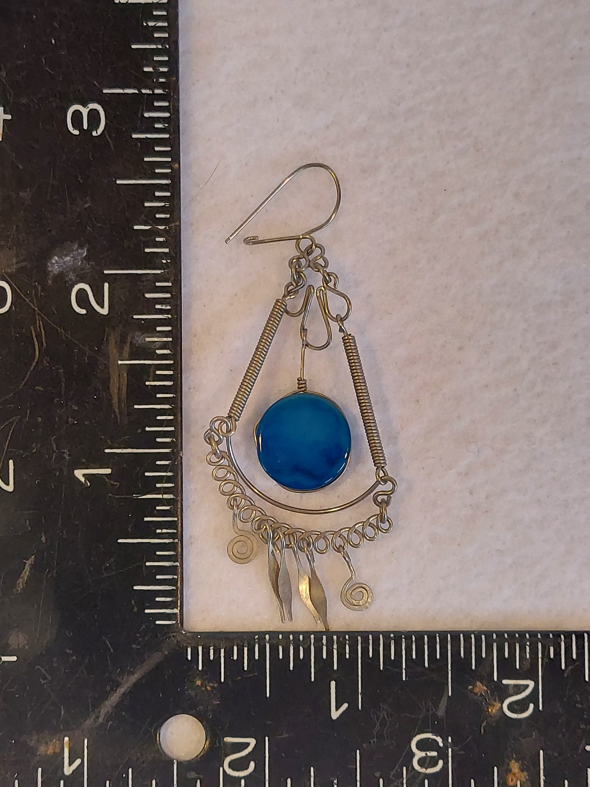 Silver Wire Work Dangle Earrings Dyed Agate Boho … - image 8