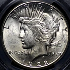 1922 S PEACE DOLLAR PCGS MS 62 EXCELLENT FROSTY SILVER SATIN LUSTER, SLIDE LINES