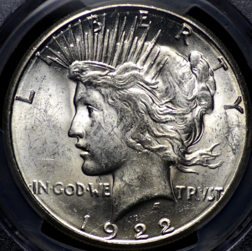1922 S PEACE DOLLAR PCGS MS 62 EXCELLENT FROSTY SILVER SATIN LUSTER, SLIDE LINES