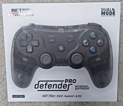 Retro Fighters Defender Pro Wireless Controller for PS1, PS2, PS3 Smoke Gray New
