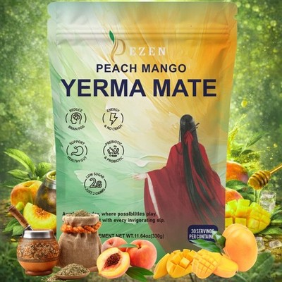DEZEN Yerba Mate Tea Peach Mango | Herbal Tea | Natural Fruit Tea 30 Servings