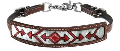 Showman Leather Wither Strap w/ Red, Black & White Beaded Arrow Design