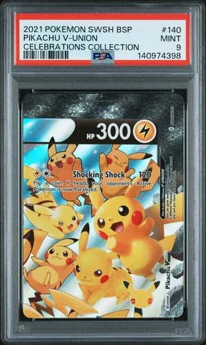2021 POKEMON SWSH BLACK STAR PROMO CELEBRATIONS COLL #140 PIKACHU V-UNION PSA 9