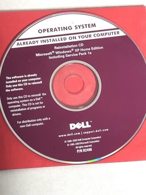 Dell Microsoft Windows XP Home Edition SP1a Reinstallation CD w/ Key P/N R2490