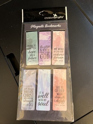 Set of 6 Inspirational Pastel Magnetic Bible Verse Bookmarks 2.3'' x 0.8''