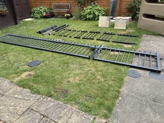 Large Sturdy Metal Driveway Gates (Gate 1: 390cm Gate 2: 140cm) plus misc