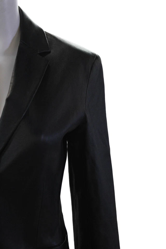 Chaqueta Blazer The Row Mujer Piel de Cordero Cuello Manga Larga Abotonada Azul Marino Talla 8 Foto 2 de 4