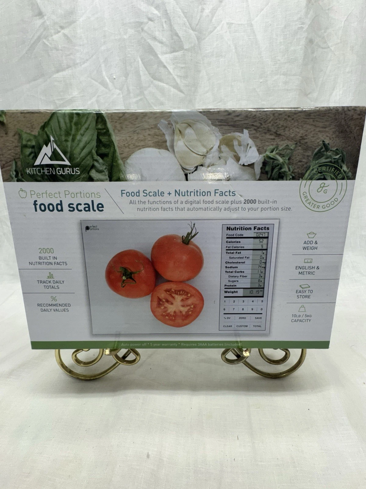 Kitchen Gurus Perfect Portions Digital Nutrition Food Scale Silver New