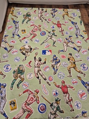 Vintage MLB Baseball Logos Bedspread Blanket Quilt! 80x45! vintage 1970s! rare!
