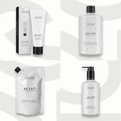 Scottish Fine Soaps Au Lait Milk Scent Hand Cream Care Wash Refill Vegan