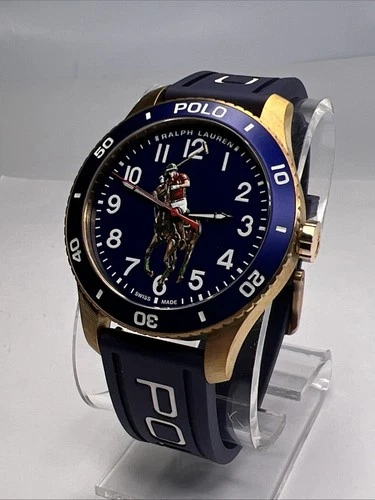 Ralph Lauren Polo Pony Player 42mm Bronze Blue Dial Bezel Automatic Watch B & P