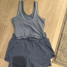 All in Motion Women's Blue Knit Tank  Shorts Activewear Set Size M