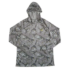 AFTCO Men Large Camo Fishing Hoodie Long Sleeve Sun Protection Performance Shirt