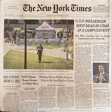 NEW YORK TIMES NEWSPAPER-SEPT 11, 2025-CHARLI...