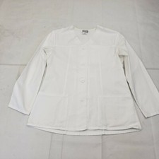 Womens Meta Scrubs Top Lab Coat Size 8 Button Down White 3 Pocket B5-38