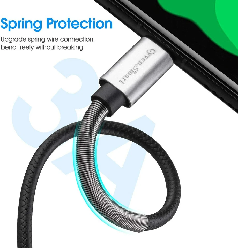 10Ft USB Type C Cable 2 PK Charge Samsung S10 A20 LG Stylo Charger Charging Cord - Image 3 of 4