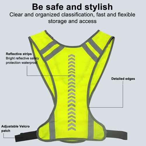 Motorcycle Safety Jacket Visible Reflective Vest Night Running Cycling Coat _&g - Picture 6 of 7