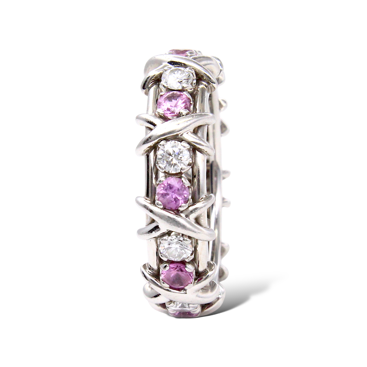 TIFFANY AND CO Diamond Pink Sapphire Schlumberger Platinum