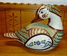 Mexican Art Pottery Duck Statue / Figurine - Tonala J. Santana Mexico