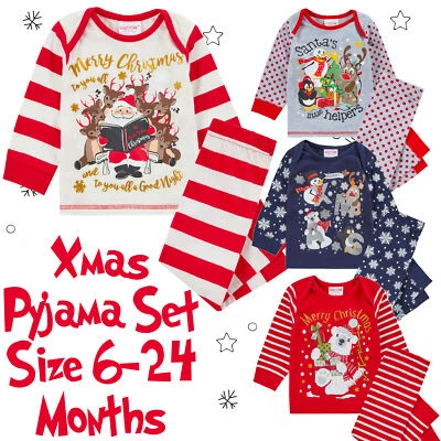 METZUYAN Baby Boy Girl Christmas Pyjama Set Cotton Xmas Pjs Festive Pajamas Nightwear UK