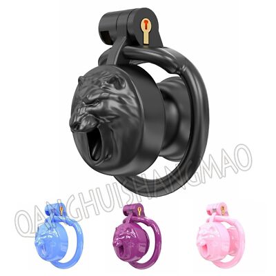 Male Bear Chastity Device Inverted Cage Men Resin Mamba Lock Belt 5 Rings