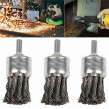 1/3x 25mm Metal Twisted Knot Rotary Drill Wire Brush Wheel Cup For Rust Remover