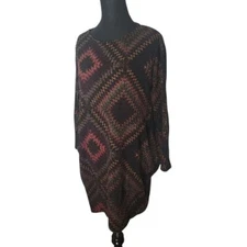 NWT Deva Moda ZigZag Pattern Scoop Neck Long Sweater Sparkle Threads  Size XL