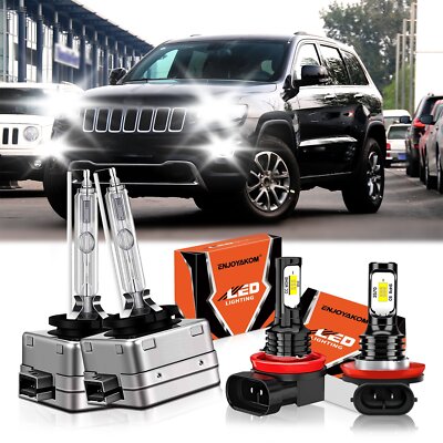 D3S Combo LED Headlight Fog Light Bulbs Kit For Jeep Grand Cherokee 2014-2020