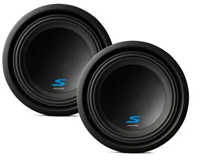 2 Alpine S-W10D2 Car Subwoofer1800W Max, 600W RMS 10'' S-Series Dual 2 Ohm Car Su