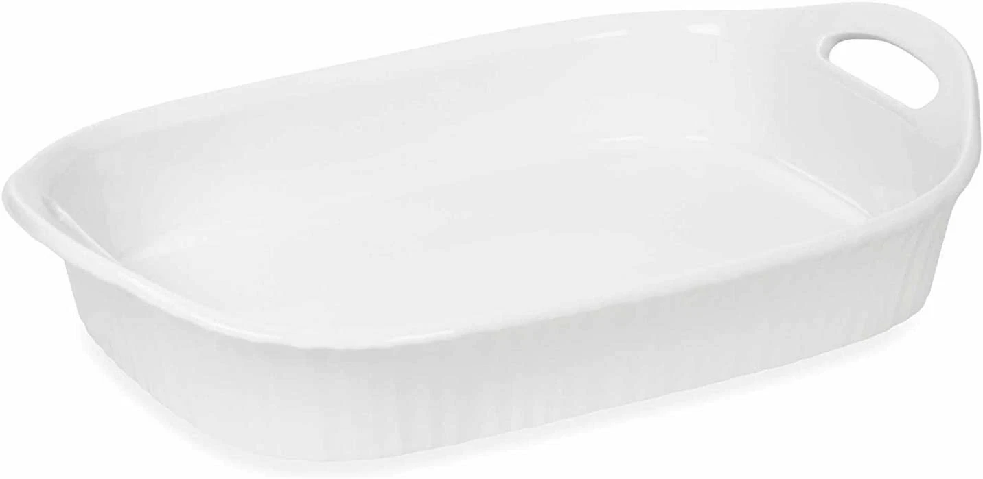 CorningWare French White III Oblong Ceramic Handled Casserole Dish