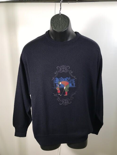 Pringle of Scotland Men's Golf Design Navy Wool Blend Sweater, Size M - Picture 7 of 14