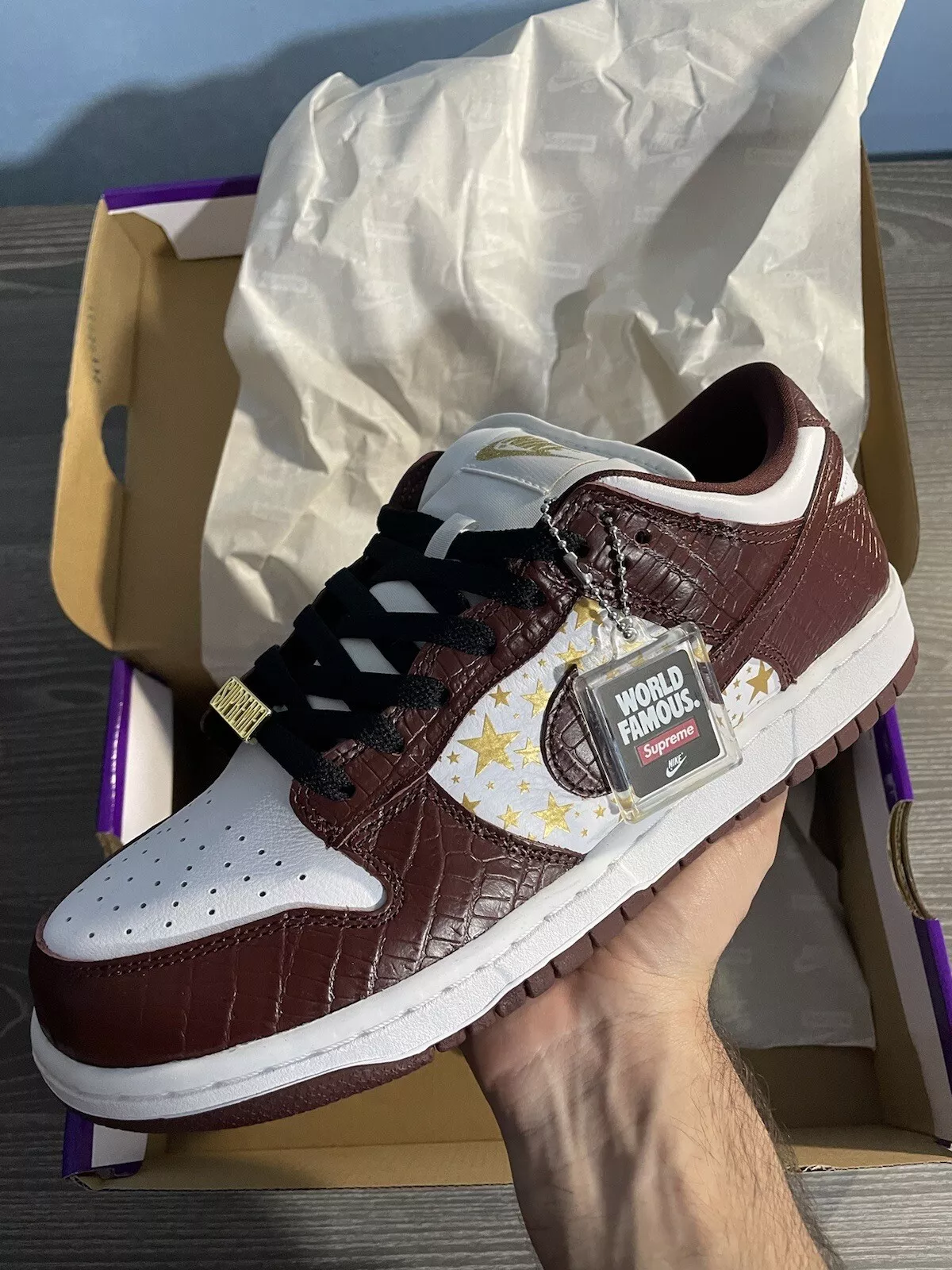 Nike SB Dunk Low OG x Supreme Stars Barkroot Brown UK 7 / US 8 Neuf RARE !