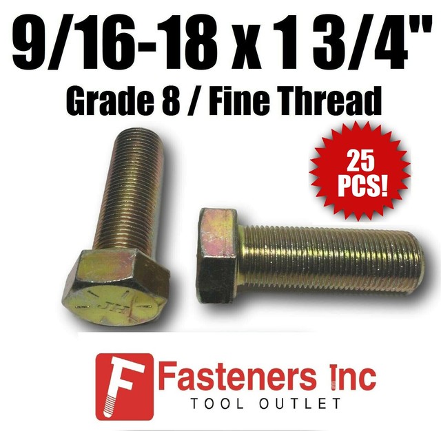 (Qty 25) 9/1618 x 1 3/4" Hex Bolt Zinc Plated Grade 8 Cap Screw Fine Thread eBay