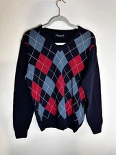 Hawick Sweater Knitwear Argyle Wool Pullover V-Neck  Size Medium