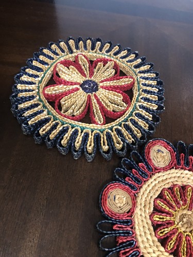 5 copripiumino vintage rafia paglia vimini rattan hot pad boho decorazione parete 7-8" - Foto 9 di 16