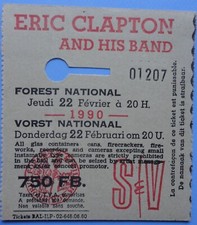 Eric Clapton Concert Ticket Feb 22, 1990 Vorst / Forest National, Belgium