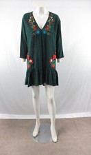 NWT ZARA Trafaluc Women's Check Embroidered Ruffle Tunic Dress Size XS #OS739