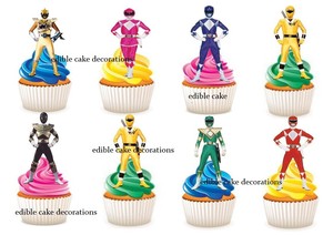 Power Rangers Stand Up Cupcake Cake Toppers Edible Paper