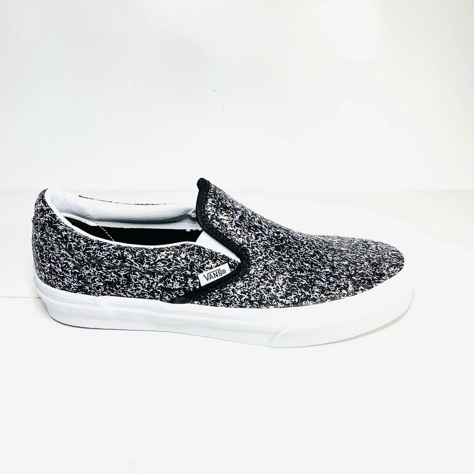 Zapatillas Vans Clásicas Sin Cordones Para Mujer’s 7 Negras/Púrpura Brillo Fiesta Nuevas en Caja Foto 3 de 4