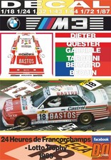 CALCOMANÍA BMW M3 EVO D.QUESTER G.TARQUINI B.BEGUIN 24 H. FRANCORCHAMPS 1989 DnF (08)