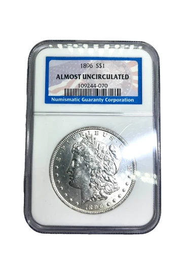 1896 United States Silver Morgan Dollar Blue NGC "Almost Uncirculated"