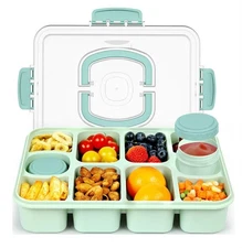 Caperci Original Snackle Box Container - 10-Compartment Divider. Mint Green