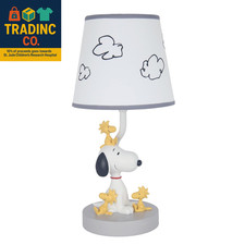 Classic Snoopy  Friends White/Gray Nursery Lamp with Shade  Bulb