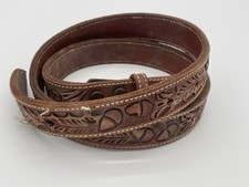 Vintage VOGT Tooled Leather Belt Acorns Oak Leaves Brown Size 22 Western