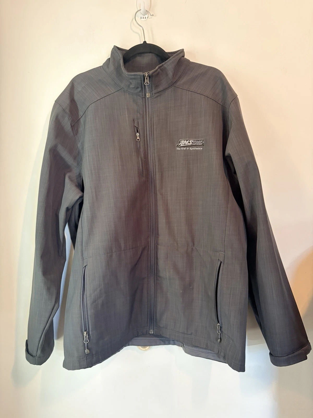 Eddie Bauer Amsoil Softshell Jacket Gray Mens 2XL Lightweight Warm Collared Work